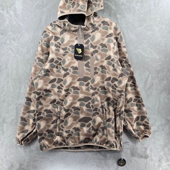 BURLEBO Other - Burlebo Duke Tech Hoodie Mens Medium Brown Camo DWR Water Repellent Mid Layer